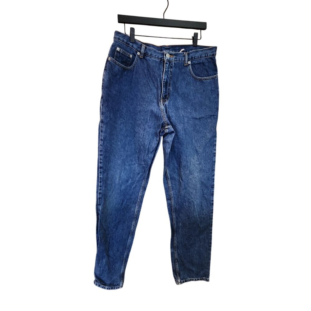 Faded Glory Womens Classic Fit Blue Denim Jeans Size 14 Tall Straight Leg 100% C